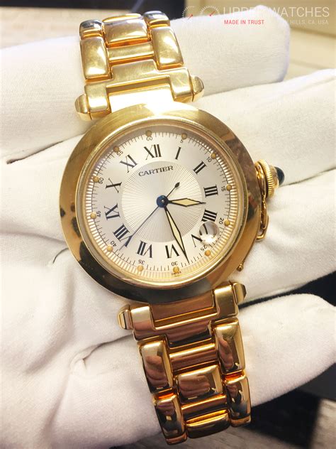 gold cartier womens watch|cartier 18k gold watch price.